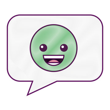 speech bubble smile emoticon face vector illustration