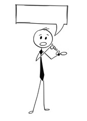 Conceptual Cartoon of Businessman Pointing at Wrist Watch