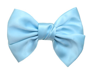 Blue ribbon bow tie isolated on white background