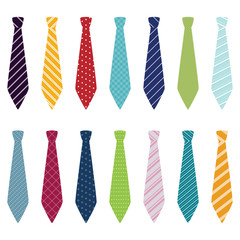Set of different ties, vector illustration