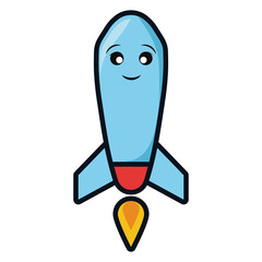 Start up rocket symbol smiling cartoon