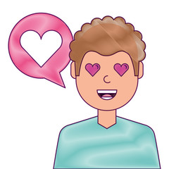 man with love heart in speech bubble vector illustration