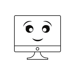 Computer screen technology smiling cartoon