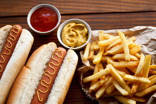 hot dog and fresh French fries