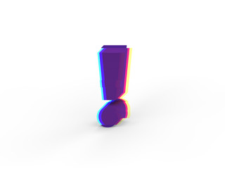 3D realistic glitch symbol ! with soft shadow isolated on white background - Path selection on file.