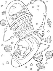 Outer Space Astronaut Space Station Vector Illustration Art