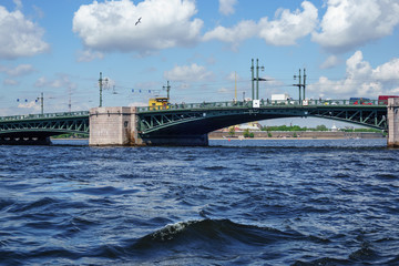 Fototapeta premium Saint Petersburg bridge, Trinity Bridge or Troitsky bridge over the Neva river