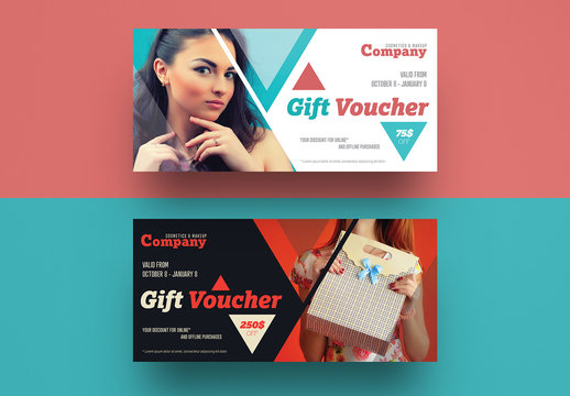 2 Gift Voucher Layouts with Geometric Elements