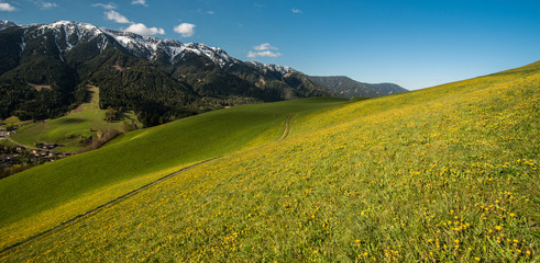 Funes field, Dolomites mountain