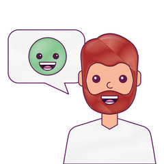 man with smile emoticon in speech bubble  illustration drawing design