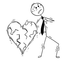 Conceptual Cartoon of Business Man Having Heart Attack