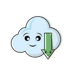 Cloud computing symbol smiling cartoon