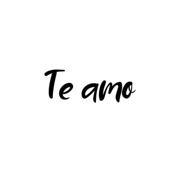 I love you in spanish. Te amo hand lettering inscription. Valentines Modern Calligraphy. Thank You Greeting Card. Vector Illustration. Isolated on White Background