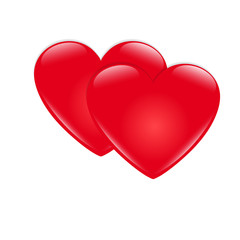 Icon of two red hearts on a white background