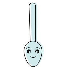 Little spoon cutlery smiling cartoon