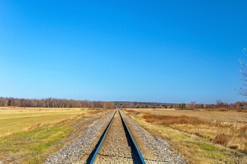 Railway in perspective in Quebec