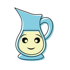 Glass jar with drink smiling cartoon