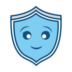 Shield security symbol smiling cartoon