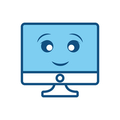 Computer screen technology smiling cartoon