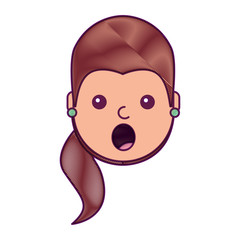 surprised young woman face expression facial vector illustration drawing design