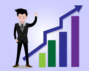 Fototapeta premium Businessmanconcept, seminar, training, conference,effort and going beyond. Business strategy and finance.Characters.business concept .on cool background.Vector 