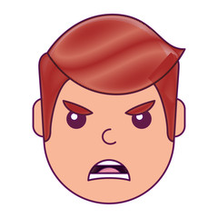 young man face angry expression cartoon vector illustration drawing design
