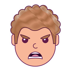 young man face angry expression cartoon vector illustration drawing design