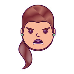 pretty woman angry frustrated facial expression cartoon vector illustration drawing design