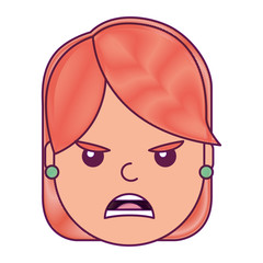 pretty woman angry frustrated facial expression cartoon vector illustration drawing design