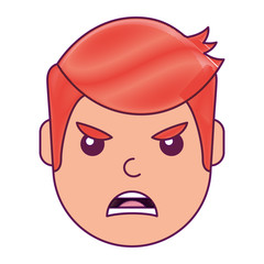 Obraz na płótnie Canvas young man face angry expression cartoon vector illustration drawing design