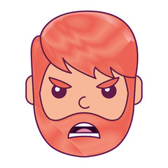 young man face angry expression cartoon vector illustration drawing design