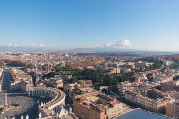 Aerial view of Saint Peter's Square in Vatican and Rome.