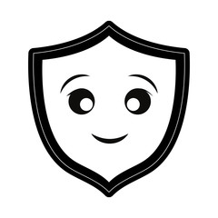 Shield security symbol smiling cartoon