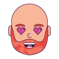 man character in love emotion with hearts as eyes vector illustration drawing design