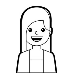 portrait young woman cartoon smiling happy vector illustration line design