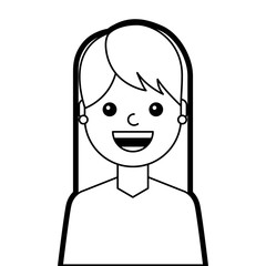 portrait young woman cartoon smiling happy vector illustration line design