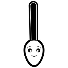 Little spoon cutlery smiling cartoon