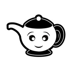Porcelain teapot isolated smiling cartoon