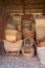 Different history wicker baskets