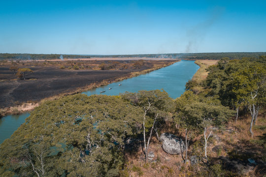 Expedition with canoes on the Okavango River in Angola