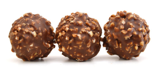 Chocolate candies isolated on white background cutout