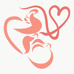Fototapeta premium Baby with umbilical cord, heart