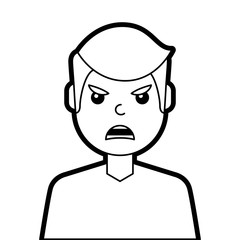portrait man face angry expression cartoon vector illustration line design