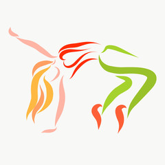 The girl performs modern youth dance