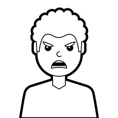portrait man face angry expression cartoon vector illustration line design
