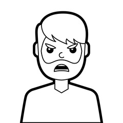 portrait man face angry expression cartoon vector illustration line design
