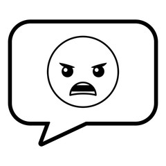 speech bubble angry emoticon face vector illustration line design