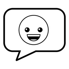 speech bubble smile emoticon face vector illustration line design