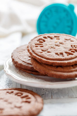 Homemade shortbread and stamp cookie cutter.