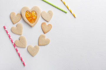 Pastries in shape of heart. St Valentines Day